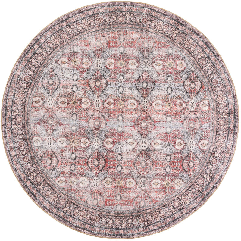 Mckellum Performance Chenille Floral Indoor Rug, Round 7'10" x 7'10"