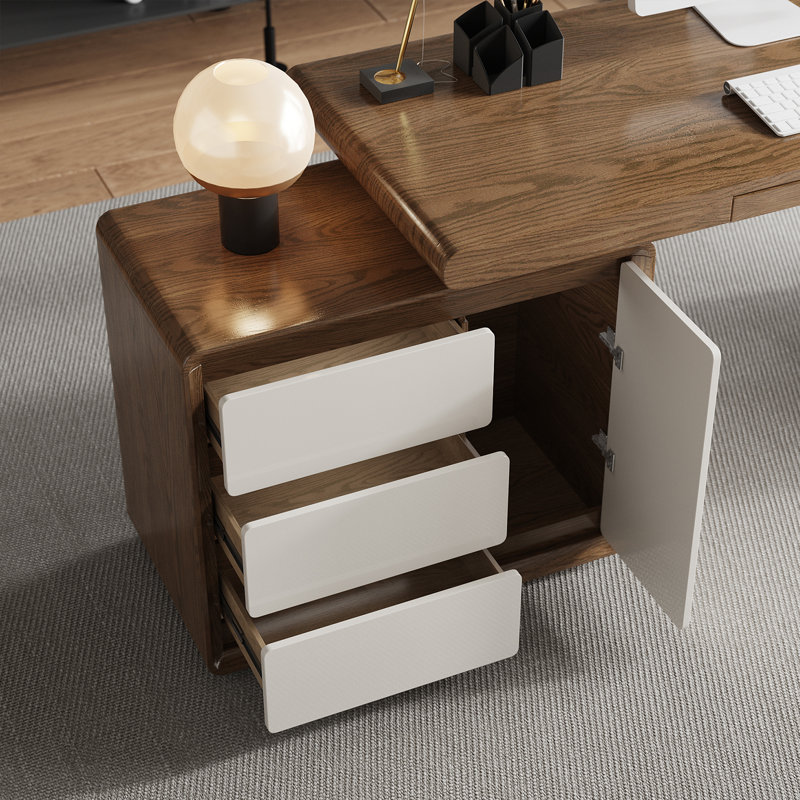 142.2Cm W Rectangle Computer Desk with Cabinet