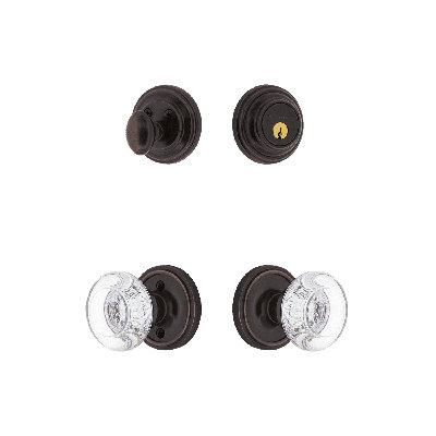 Nostalgic Warehouse Classic Rosette Entry Set with Round Clear Crystal Knob