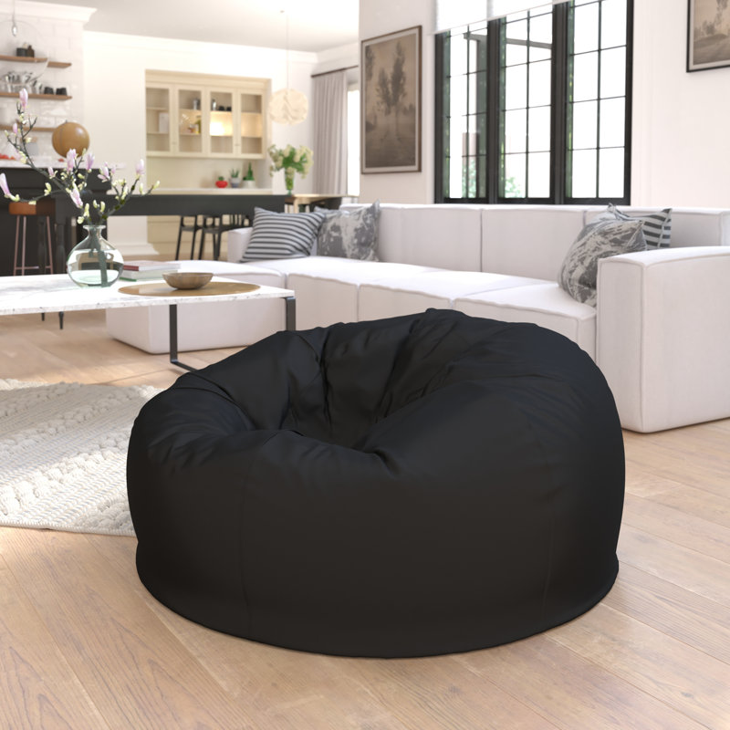 Fauteuil à billes en coton Classic, Grand, Sergé de coton noir