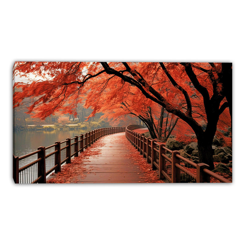 Art mural sur toile Scarlet Lakeside Walk, H 20 po x l 36 po