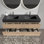Meuble-lavabo de 60 po (30 po * 2) avec lavabo en quartz noir mat et tiroirs en chêne brut, meuble-lavabo mural flottant pour salle de bain moderne, sans drain ni robinet