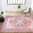 Ville Ornate Medallion Machine-Washable Terracotta/Navy Rug-1019337679
