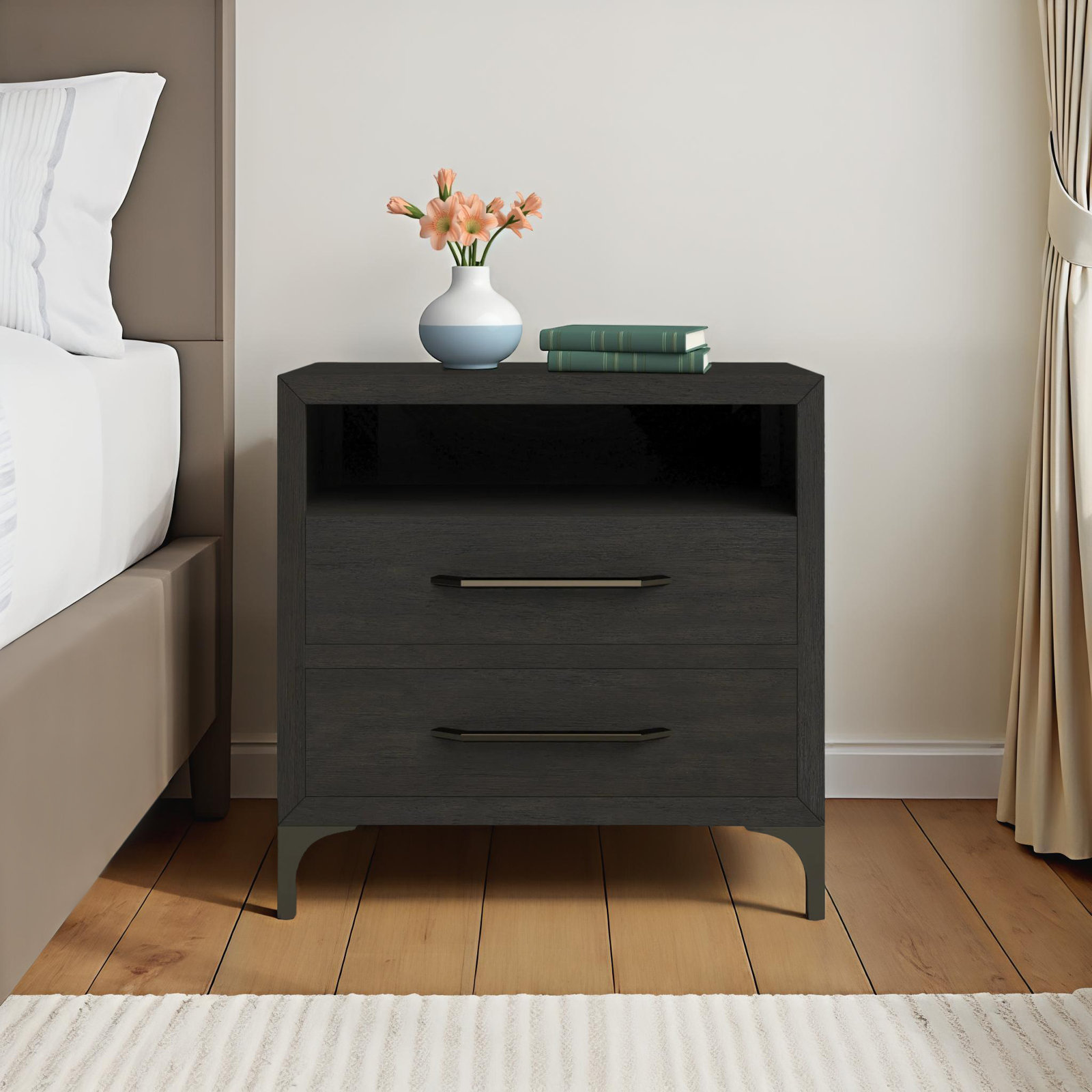2-Drawer Acacia Nightstand