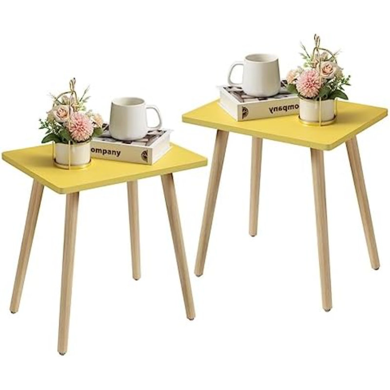 Table d'appoint, petite table de chevet, idéale pour le salon, la chambre à coucher, le balcon ou le bureau. Décor moderne pour la maison, montage facile. (Jaune, 40 cm P x 30 cm L x 42 cm H)
