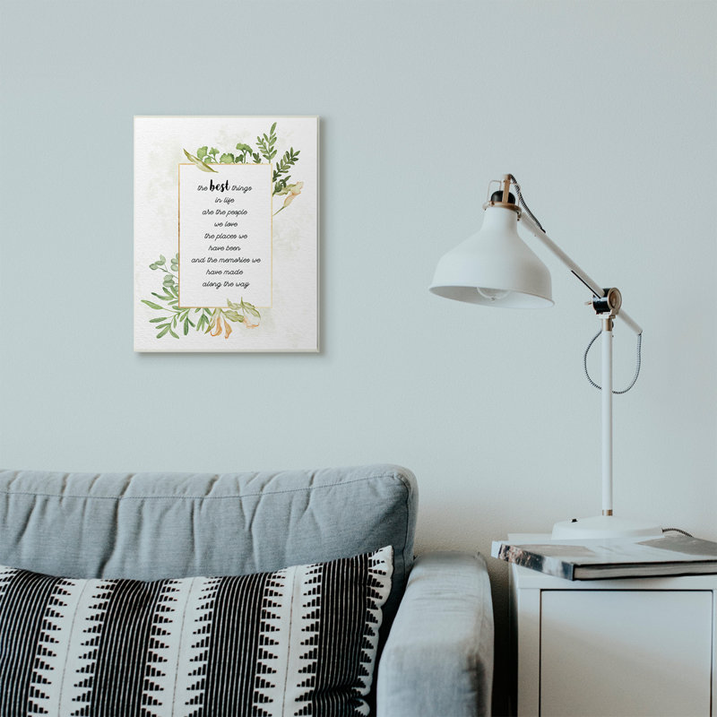 «The Best Things Green Gold Inspirational Word Design», impression, Plaque murale, H 19 po x l 13 po