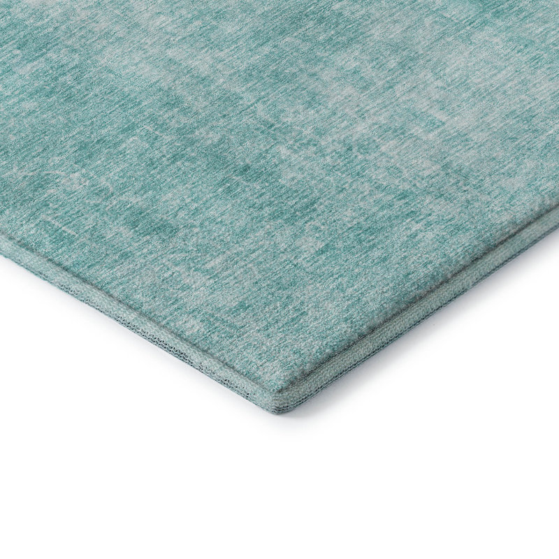 Premium Machine Washable Brittney Teal Rug, Rectangle 5' x 7'6"