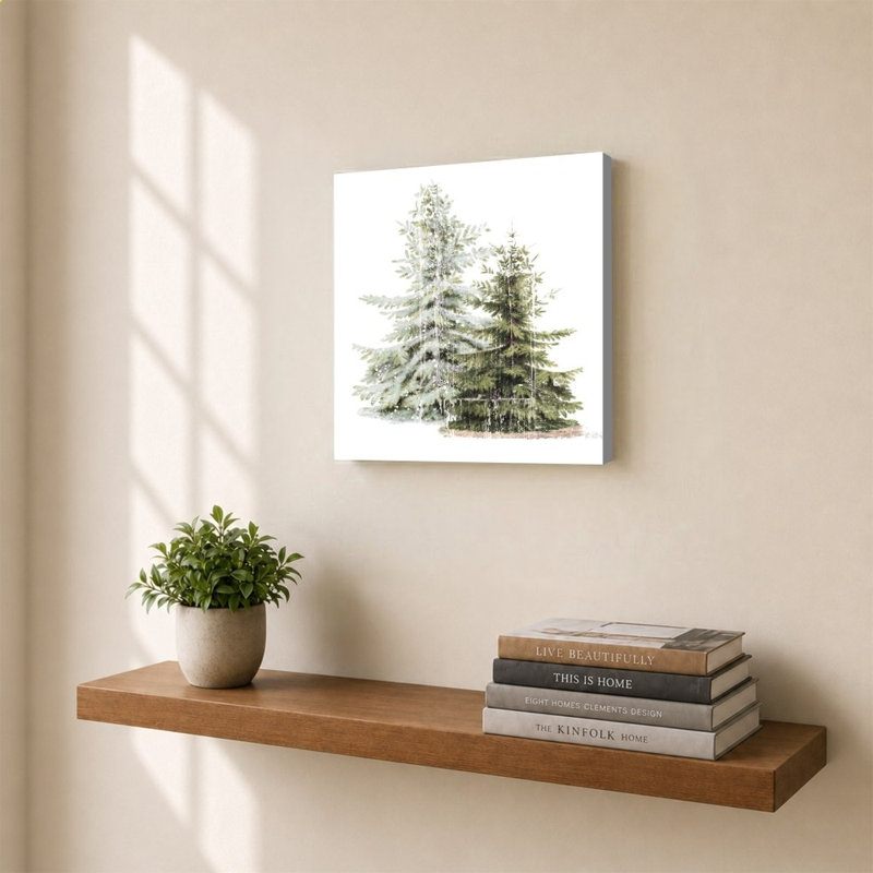 «Wooded Holiday Trees» par Katie pertiet - impression sur toile, H 24 po x l 24 po