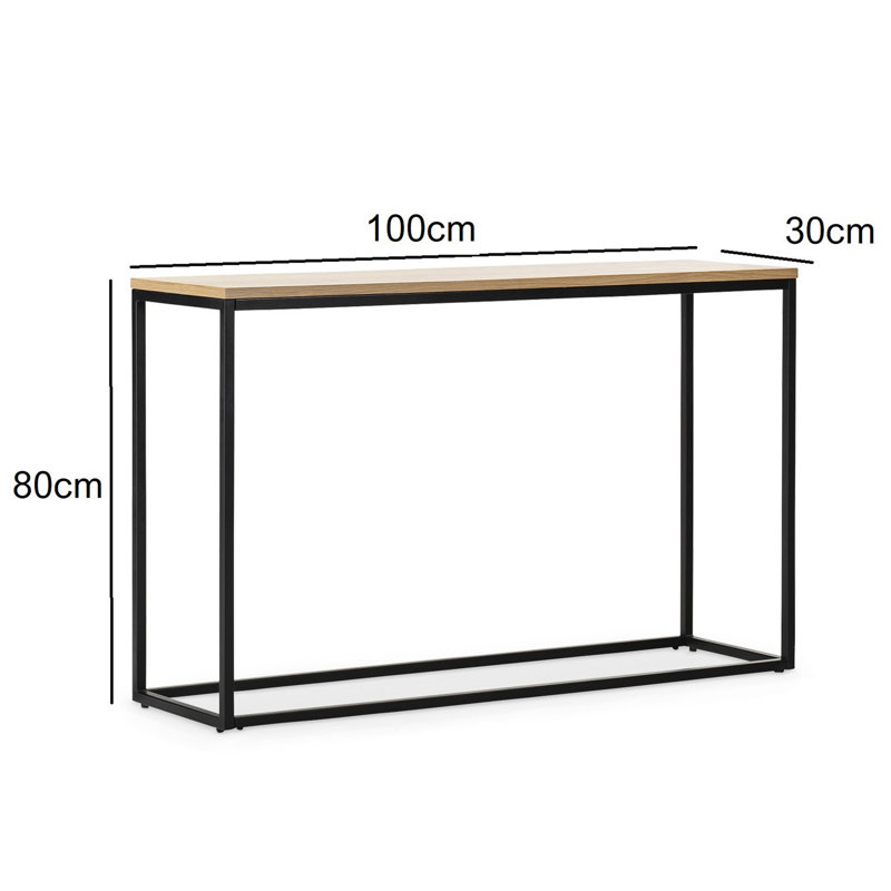 Élégant buffet moderne avec pieds en métal, noir et chêne, 39,4 x 31,5 x 11,8 pouces | Panneau de particules 100% mélaminé, épaisseur: 0,7 pouce | Parfait pour le rangement et la présentation du salon ou de la salle à manger