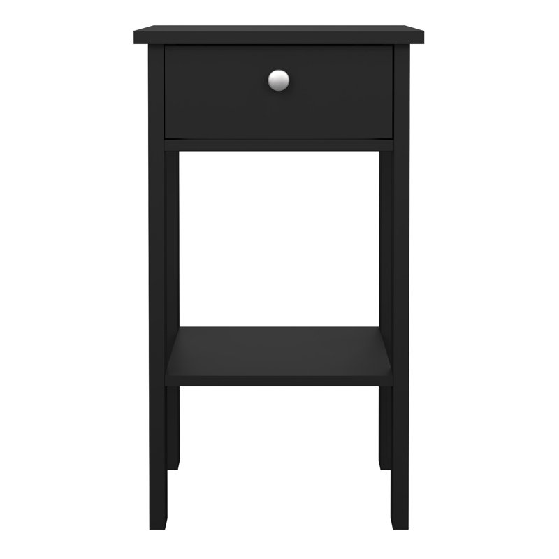 Allensby 40cm W Manufactured Wood Bedside Table, Black