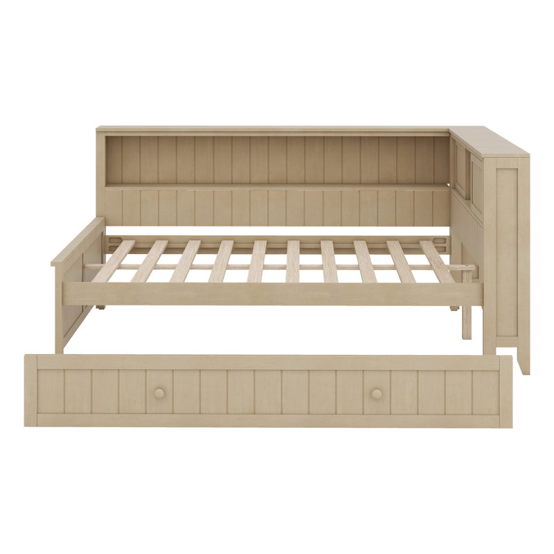 Wood Daybed With Storage Shelves And Trundle
