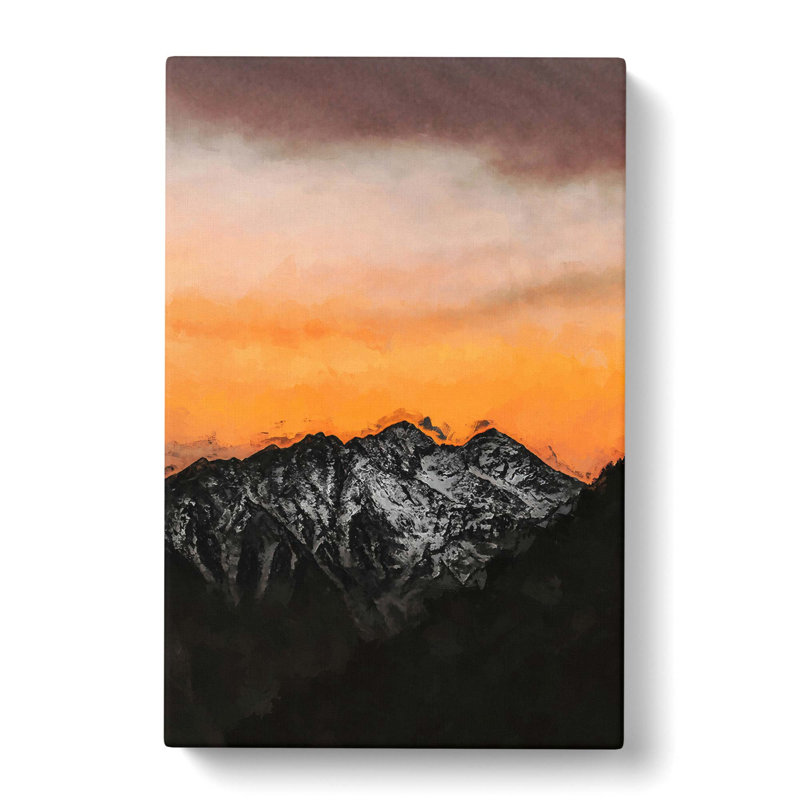 Orange Sky Above Mountains In Italy In Abstract - Wrapped Canvas Print, 76cm H x 50cm W x 3cm D