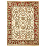 Hand Knotted Wool Area Rug in Ivory And Red