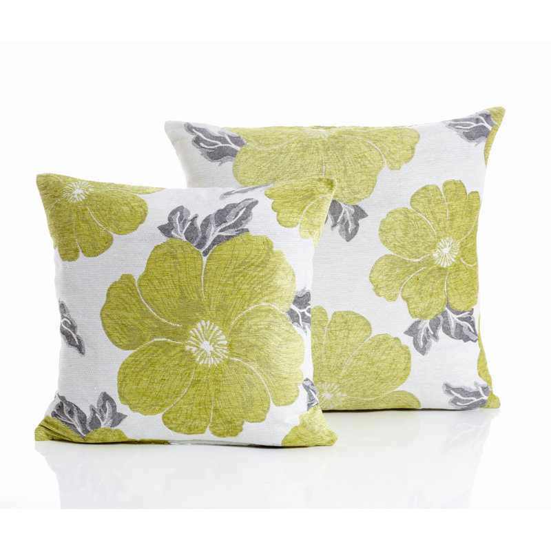 Darionte Floral Square Throw Cushion, 55cm x 55cm, Lime