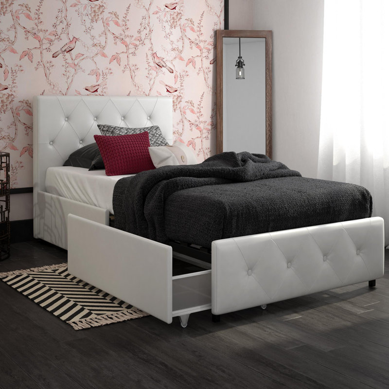 Upholstered Storage Bed, Single (3'), Black