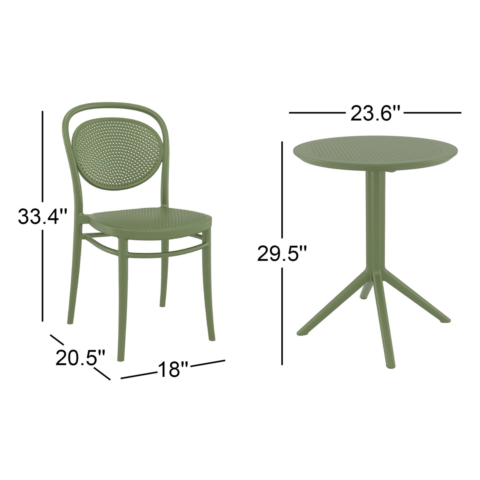Farrah 24'' Round 2-Person Bistro Set, Olive Green