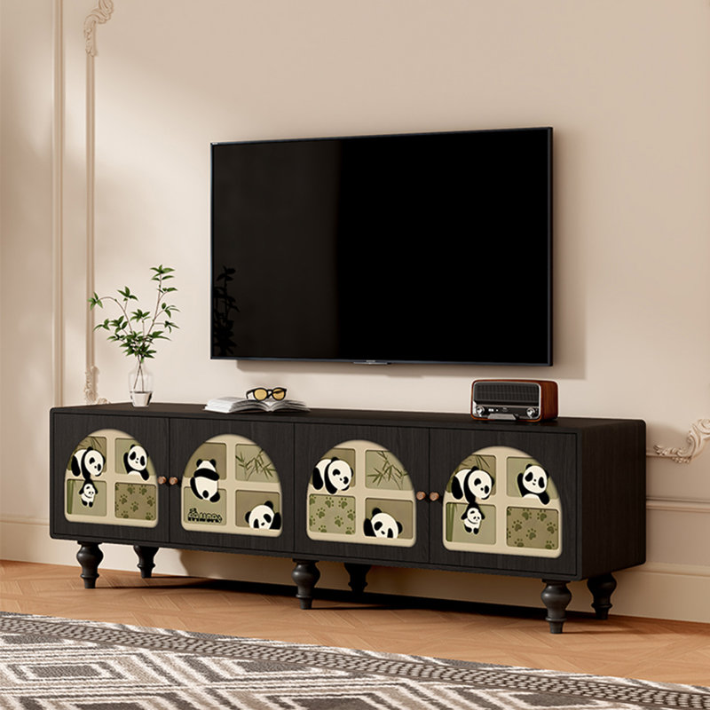 Meuble télé en noyer avec motif décoratif