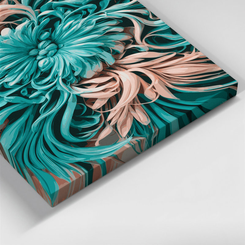 "Abstract Florals 8", art mural sur toile grise, H 14 po x l 11 po