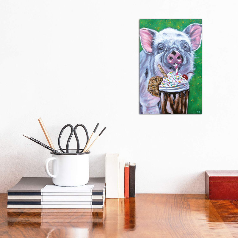 Piggy by Cyndi Dodes - Wrapped Canvas Print, 20.32 cm H x 30.48 cm W