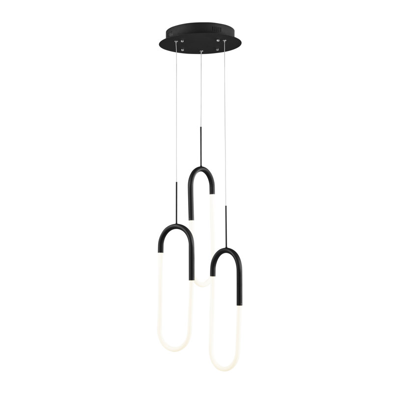 Dimmable LED Modern Linear Chandelier, Matte Black