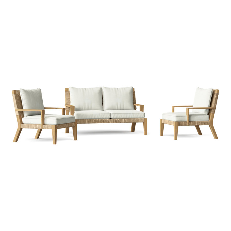Hadley Outdoor 3 - Piece Conversation Set, Hadley Natural Rope, Sailcloth Salt