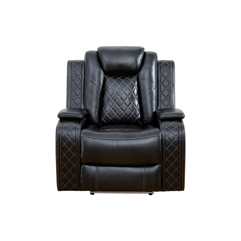 Fauteuil inclinable en similicuir de 37,5 po avec bras de rangement Samaria, Similicuir noir