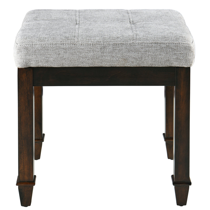 Amberrae Solid Wood Piano Vanity Stool, Light Gray, Brown