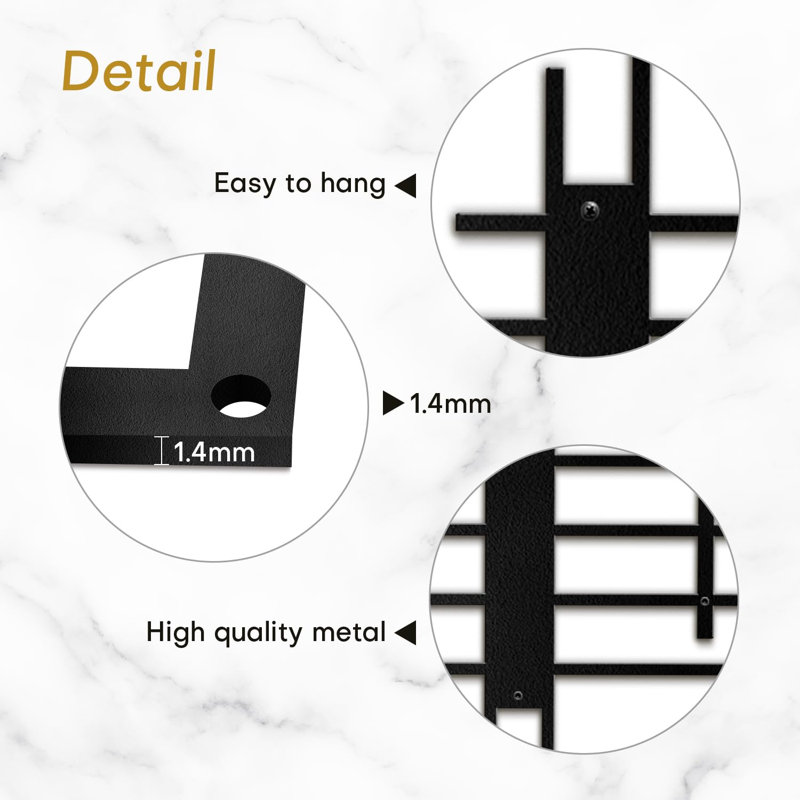 Wall Decor Metal, 18" H x 15" W x 0.05" D, Black