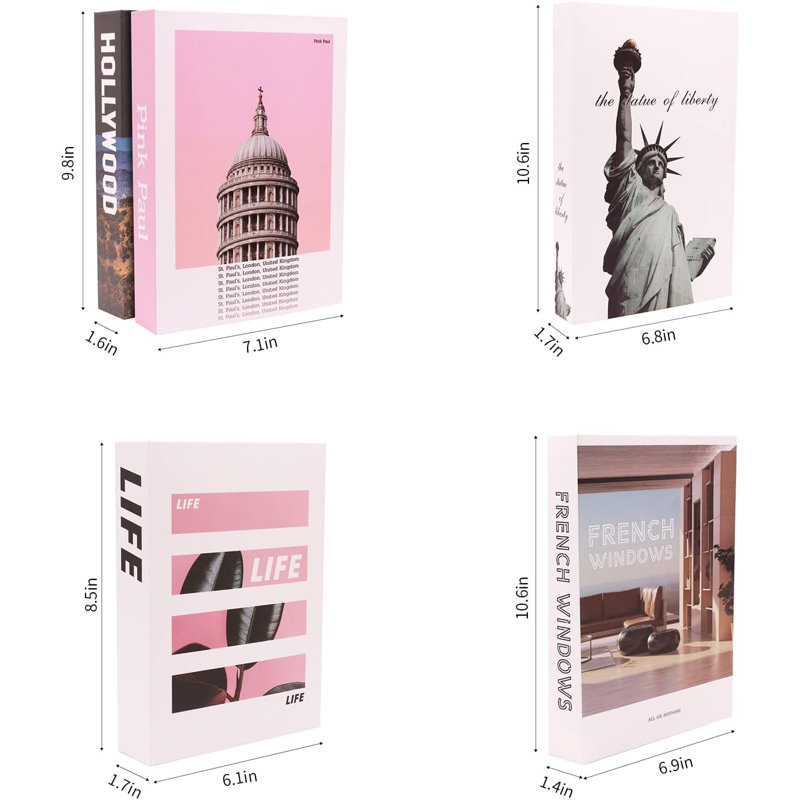Faux livres de créateurs pour décoration, livres décoratifs roses pour la décoration intérieure