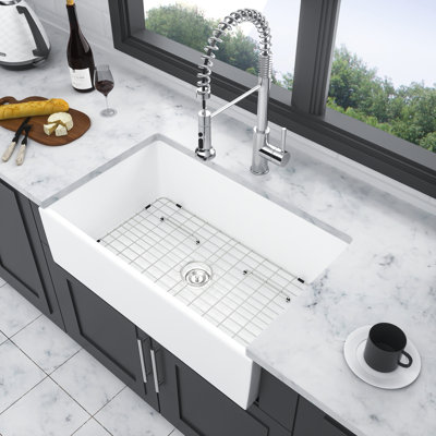 Large Ceramic Farmhouse Kitchen Sink – Single Bowl