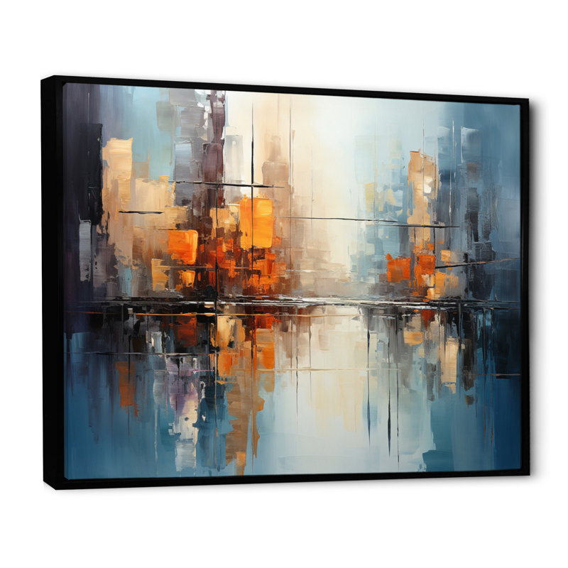 Gray Gray Abstract Reflections Bold - reproduction sur toile, H 24 po x l 32 po x P 1 po, Cadre flottant noir