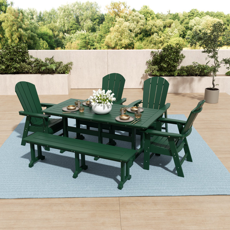 Ensemble de salle à manger rectangulaire pour 6 personnes 71 po Laguna, Vert foncé