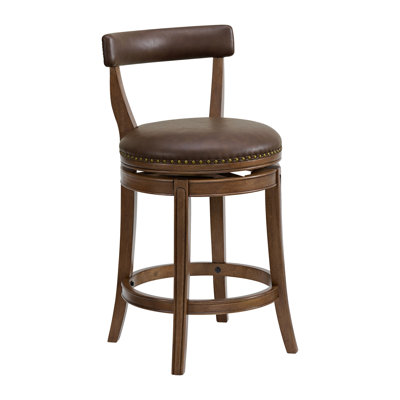  Tabouret de comptoir pivotant 26 po Ruxban, noyer et cuir brun, ensemble de 4
