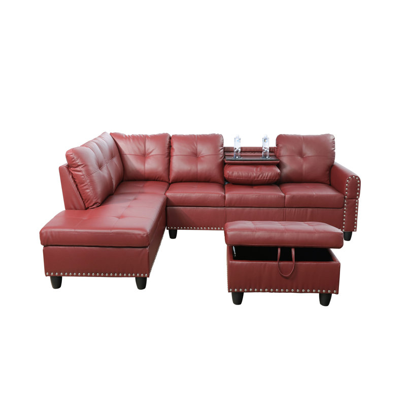 Edman Faux Leather Sofa & Chaise