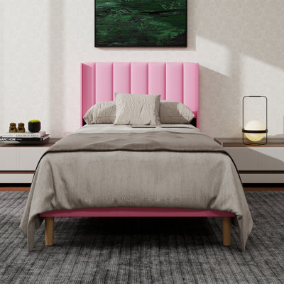 Upholstered Platform Bed Frame With Wingback