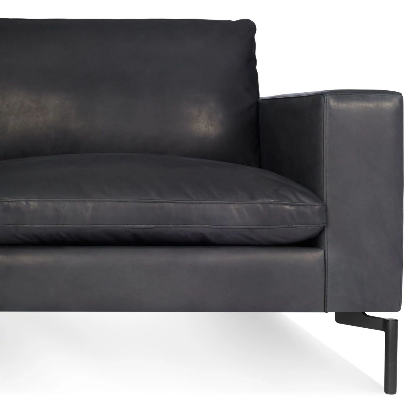New Standard Upholstered Sofa, Granite Genuine Leather, 32" H x 104" W x 35" D