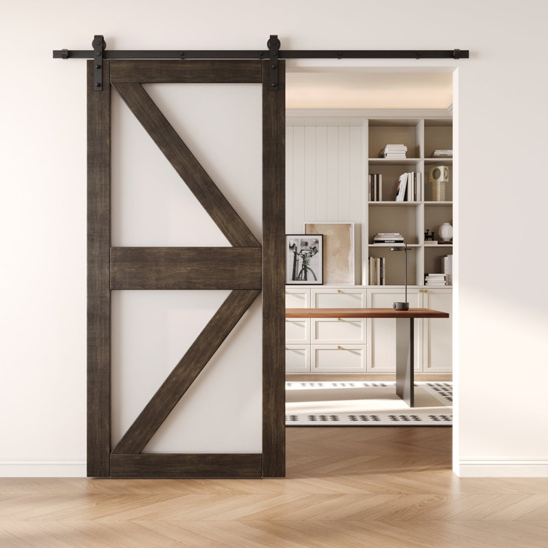 Porte de grange coulissante en bois massif non assemblé 42 po x 84 po, 42" x 84"