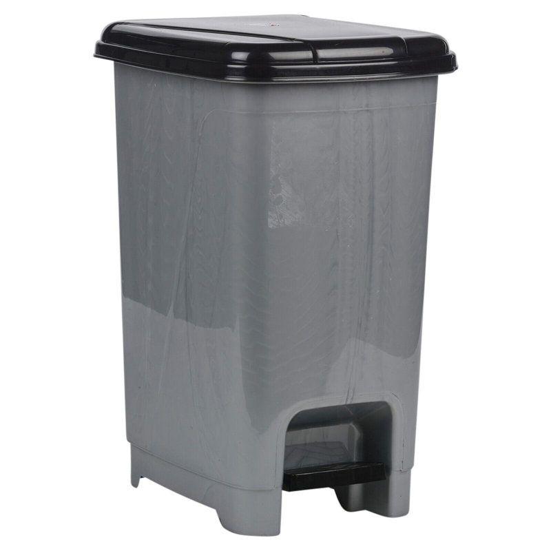 Esmerelda Plastic Pedal Lid Pedal Bin - 15.45L, Black/Grey
