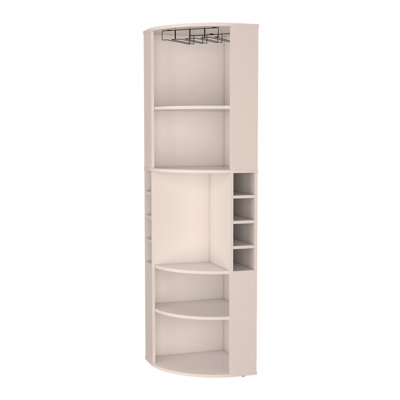 White 5 Large Shelves Corner Bar Cabinet by Latitude Run