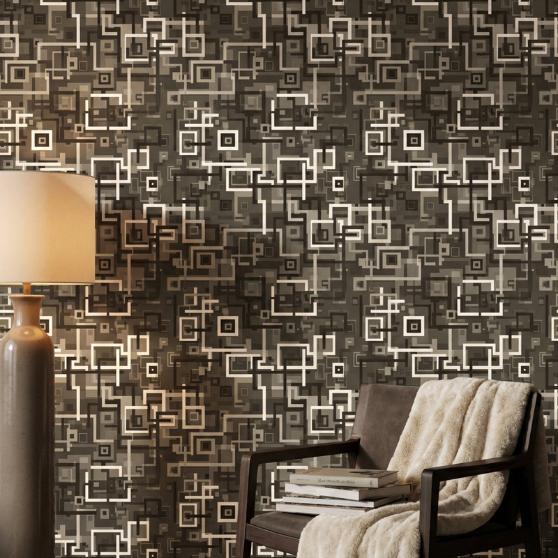 Papier peint à motif géométrique amovible Mid-Century, Peler et coller