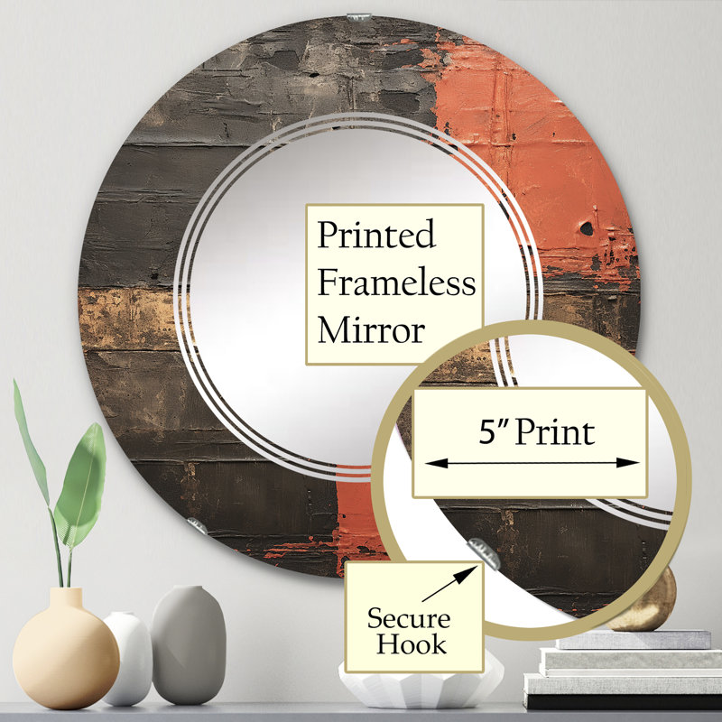 Nusakan - Miroir mural rond moderne, 24 po x 24 po