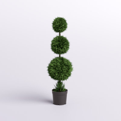 4' Artificial Triple Ball Green Cedar Topiary.