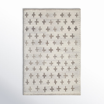 Rectangle Niara Abstract Hand Tufted Wool Area Rug in Brown/Ivory
