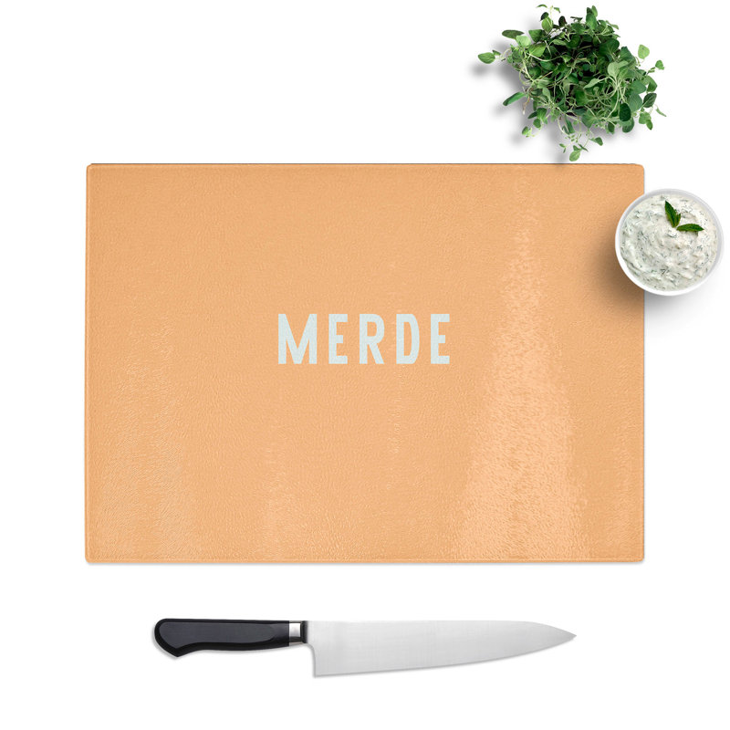 Merde Typography Chopping Board, 20cm W x 28.5cm L