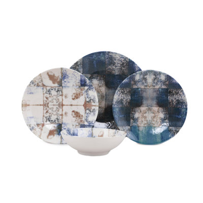 Zarah Porcelain China Dinnerware Set 24 Piece - Service for 6