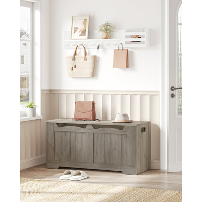 39.4" Storage Chest, Storage Bench Trunk with 2 Hinges, Wooden Box, Lift-Top Chest Organizer, Shoe Bench for Entryway, Bedroom, Living Room, Gray