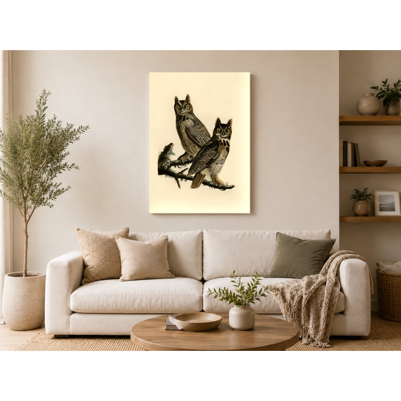 Grande chouette cornue (1827) - Portrait, art mural sur toile, 12" W x 18" H