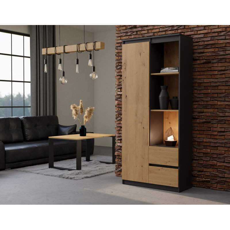 Ikin 180cm H x 80cm W Standard Bookcase, Brown/Black