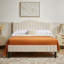 Double Size Upholstered Bed Frame, Platform Bed With Adjustable Teddy Fabric Headboard, Wood Slat Support, No Box Spring Needed, Beige