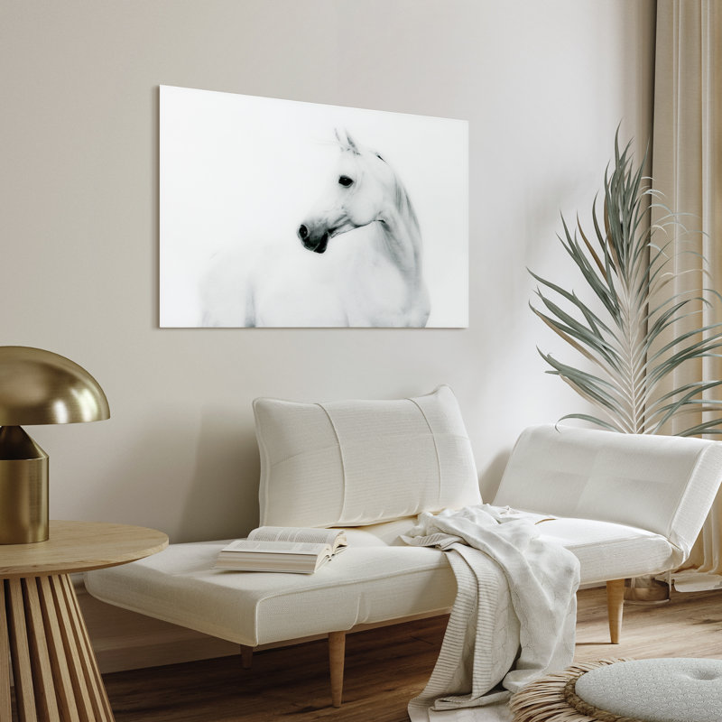 Cheval blanc, impression sur verre